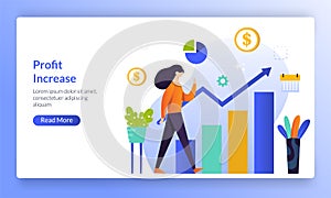Profit Increase concept design, budget planning, boost business productivity, income growth, landing page template for banner,