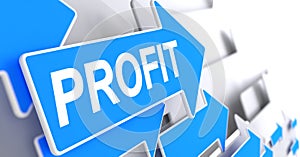 Profit - Label on the Blue Pointer. 3D.