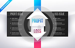 Profit and loss infographic template. Simple business presentation profit and loss issue