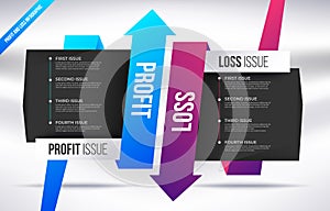 Profit and loss infographic template. Simple business presentation profit and loss issue