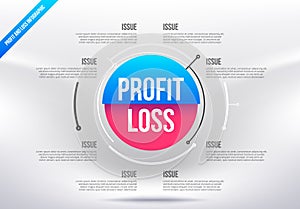 Profit and loss infographic template. Simple business presentation profit and loss issue