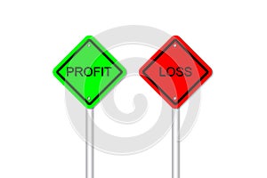 Profit and loss road sign style