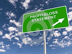 Profit loss statement traffic sign