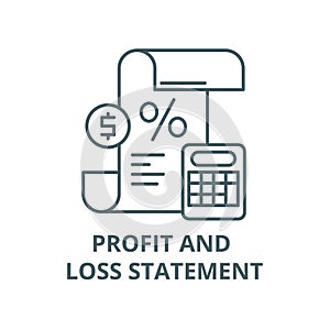 Profit and loss statement vector line icon, linear concept, outline sign, symbol