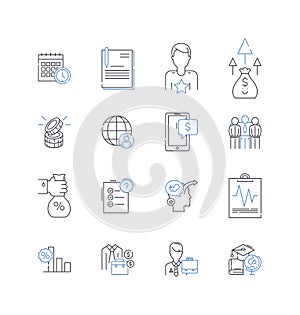 Profit margin line icons collection. Profitability, Revenue, Earnings, Growth, Cost, Sales, Markups vector and linear