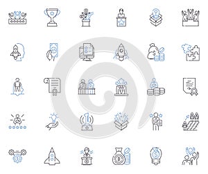 Profit maximization line icons collection. Efficiency, Revenue, Optimization, Cost-cutting, Strategies, Sustainability