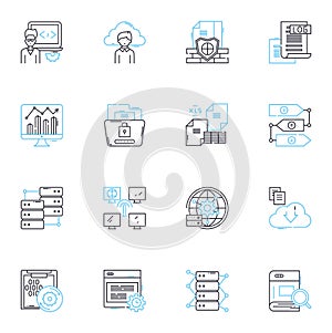 Profit maximization linear icons set. Efficiency, Expansion, Optimization, Revenue, Margins, Growth, Strategy line