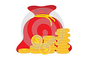 Profit money . Concept of business success, economic or market growth. Money bag, income, stock. Icon sack flat simple. Vector , i