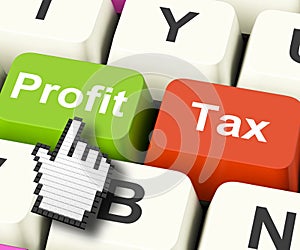 Profit Tax Computer Keys Show Paying Company Taxes