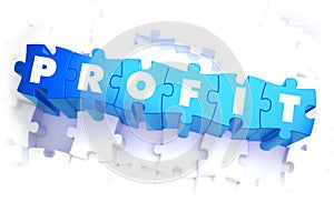 Profit - Word in Blue Color on Volume Puzzle