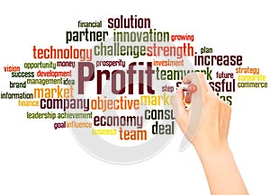 Profit word cloud hand writing concept