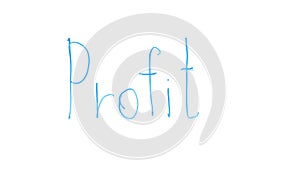 Profit word written on glass, successful business plan lucrative startup project