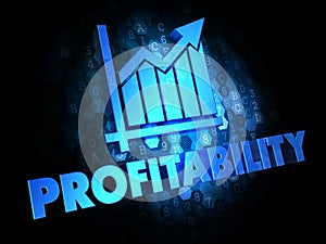 Profitability Concept on Dark Digital Background. photo