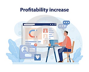Profitability Increase Strategy. A clean vector illustration highlighting the analytical.