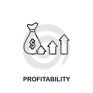 Profitability line icon. Thin style element from business administration collection. Simple Profitability icon for web design,