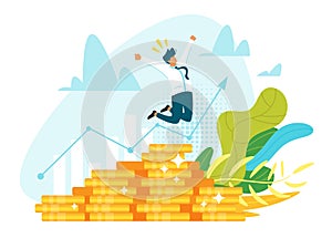 Profitable investment, funding flat vector illustration