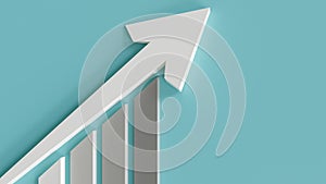Profitable Journey: White Arrows and Bars Represent Prosperity with Copy Space, 3D render