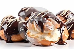 Profiteroles chocolate food. Generate Ai
