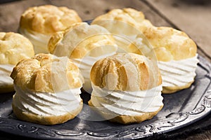 Profiteroles or Creampuffs on Tray