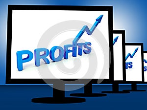 Profits On Monitors Showing Profitable Incomes