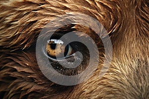 Profound Closeup bear eyes animal. Generate Ai