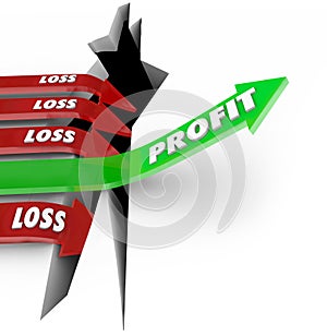 Proft Vs Loss Making Money Revenue Arrow Over Hole