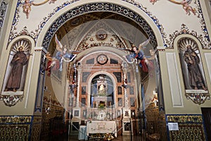 Profuse decoration of Shrine of Our Lady Queen of the Angels. Rock of Arias Montano, Alajar, Huelva, Spain