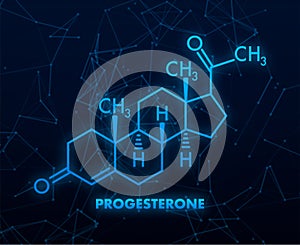 Progesterone female sex hormone molecule. Vector illustration.