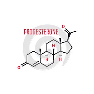 Progesterone female sex hormone skeletal chemical formula on white background. Vector illustration photo