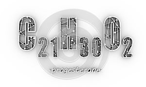 Progesterone molecule structure. Concept of medicine and pharmacy