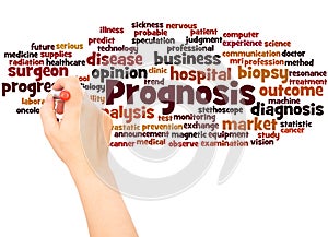 Prognosis word cloud hand writing concept