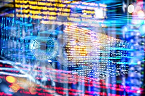Program code with eye and technology background