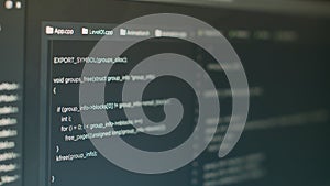 Program code and online cloud database on computer screen
