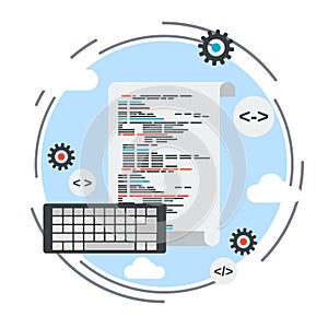 Program coding, application development, algorithm optimization concept