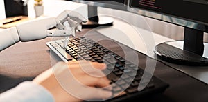 Collaboration between robotic hand and human software developer. Trailblazing