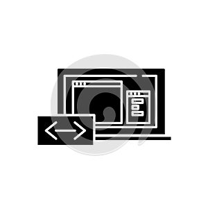 Program coding black icon, vector sign on isolated background. Program coding concept symbol, illustration