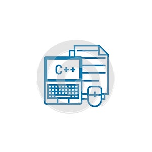 Program coding linear icon concept. Program coding line vector sign, symbol, illustration.