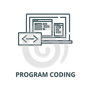 Program coding vector line icon, linear concept, outline sign, symbol