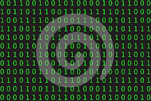 Program datum background. Green programming binary coding. Matrix vector