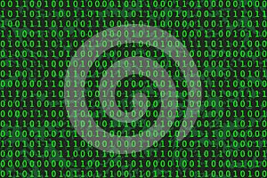 Program datum background. Green programming binary coding. Matrix photo