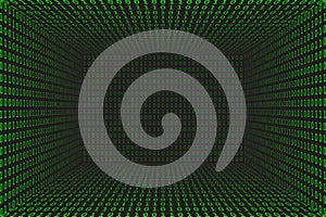 Program datum 3d background. Green programming binary coding. Matrix hacker vector
