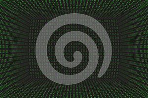 Program datum 3d background. Green programming binary coding. Matrix hacker vector