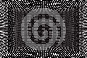 Program datum 3d background. Programming binary coding. Matrix hacker vector