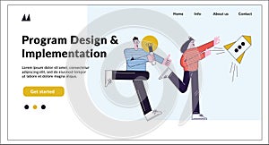 Program Design Implementation landing page heading concept Template for website