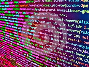 Program development concept. M. WWW software development. Big data storage and cloud computing representation. CSS, JavaScript and