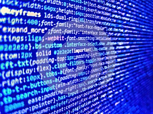 Program development concept. Writing program code on computer. Php language and coding function developer. Web server data on a