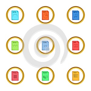 Program file icons set, cartoon style
