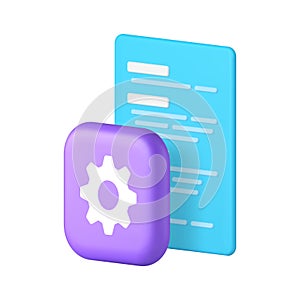Program software development web site code setting option setup 3d icon realistic vector