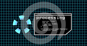 Programing coding process on terminal control panel. Data processing panel with grid line. over 4k resolution coding panel