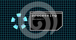 Programing coding process on terminal control panel. Data processing panel with grid line. over 4k resolution coding panel